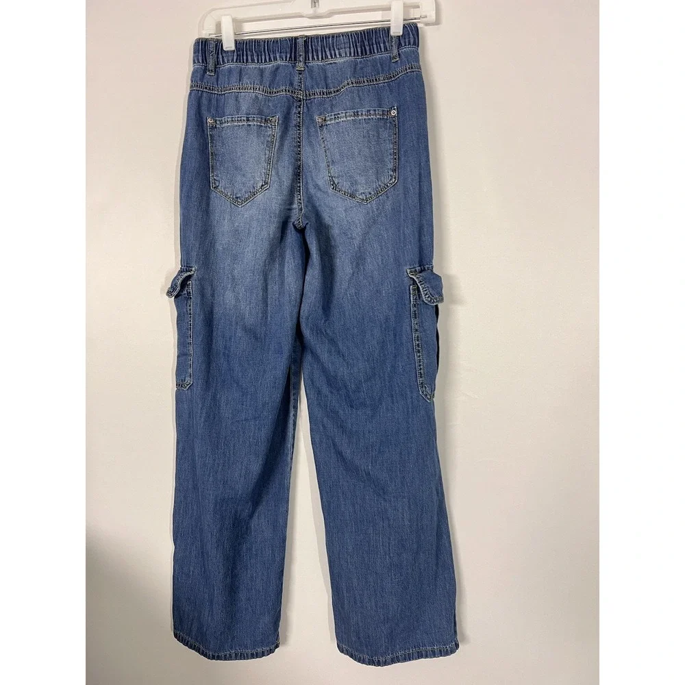 Curve Appeal Jeans Womens 2/26 Blue Denim Pants High Rise Wide Leg